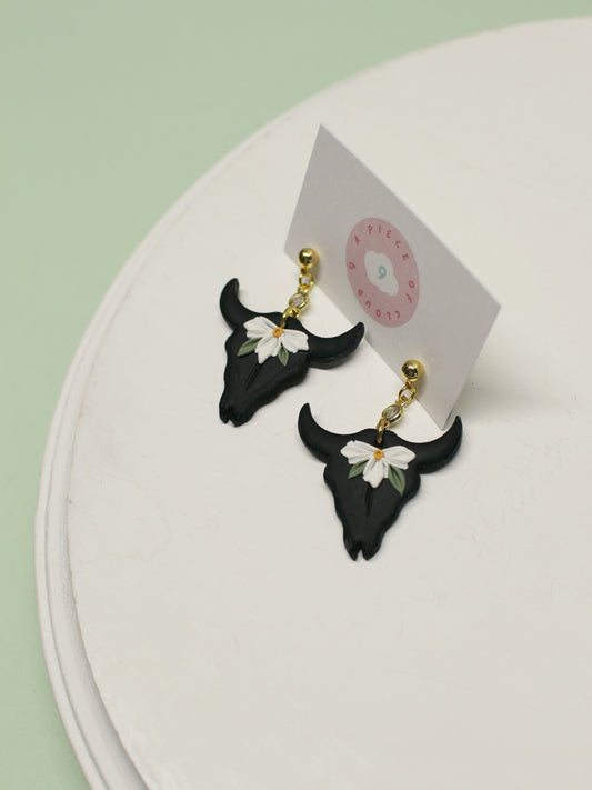 Beth - Floral Bull Earrings