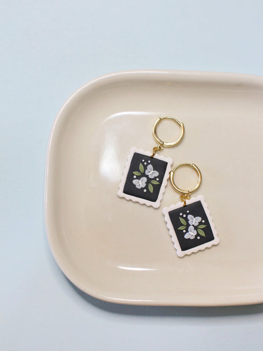 Spring Moths - Stamp Earrings