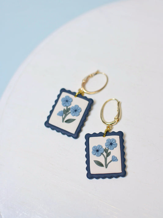 Azure - Postage Stamp Earrings