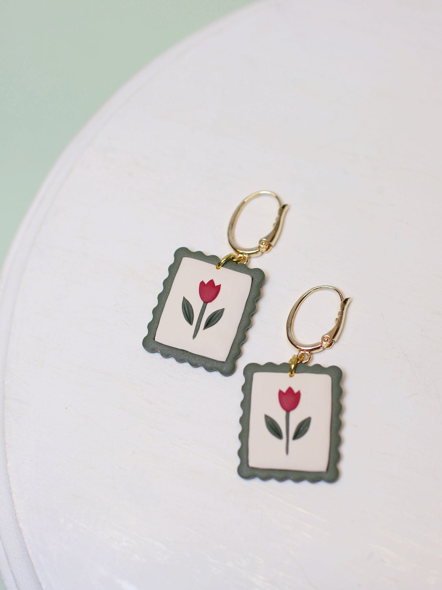 Tulips - Postage Stamp Earrings