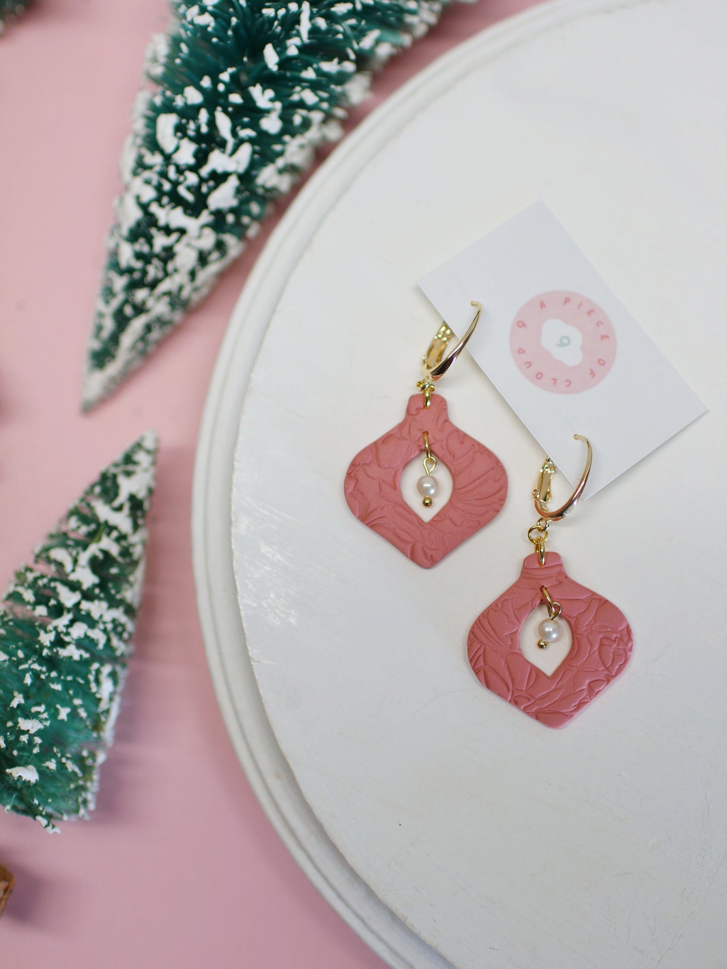 Embossed Ornaments Huggies - Christmas Earrings