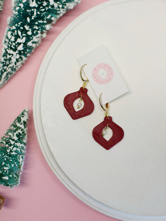 Embossed Ornaments Huggies - Christmas Earrings