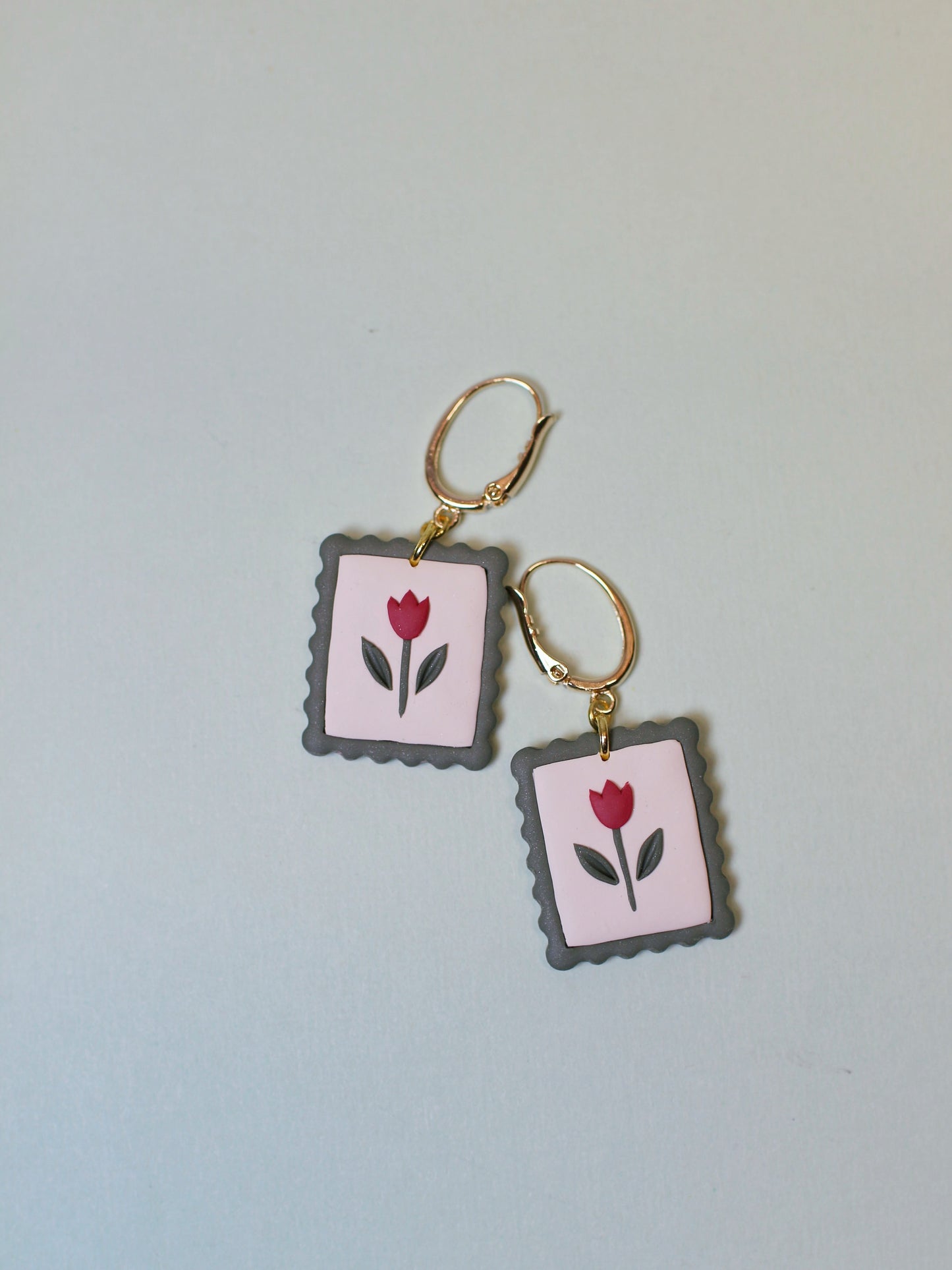 Tulips - Postage Stamp Earrings