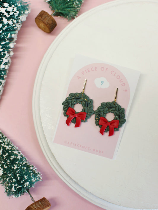 Sparkling Wreaths - Christmas Earrings